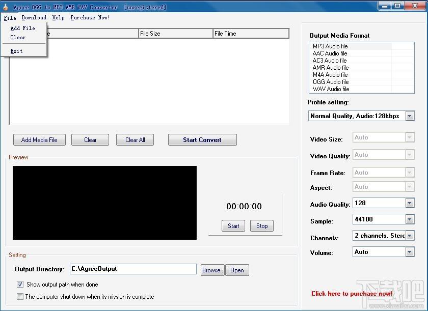 Agree Free OGG to MP3 AMR WAV Converter,音频转换